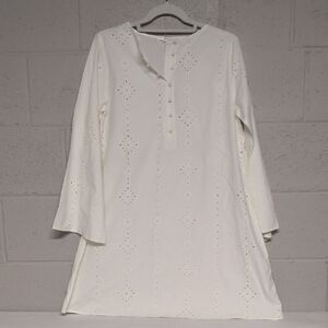 ZARAHome Women's Off-White Eyelet Cotton Tunic Dress, XS, NWOT, Cottagecore